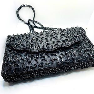 Purse sequins evening bag in Black Vintage!